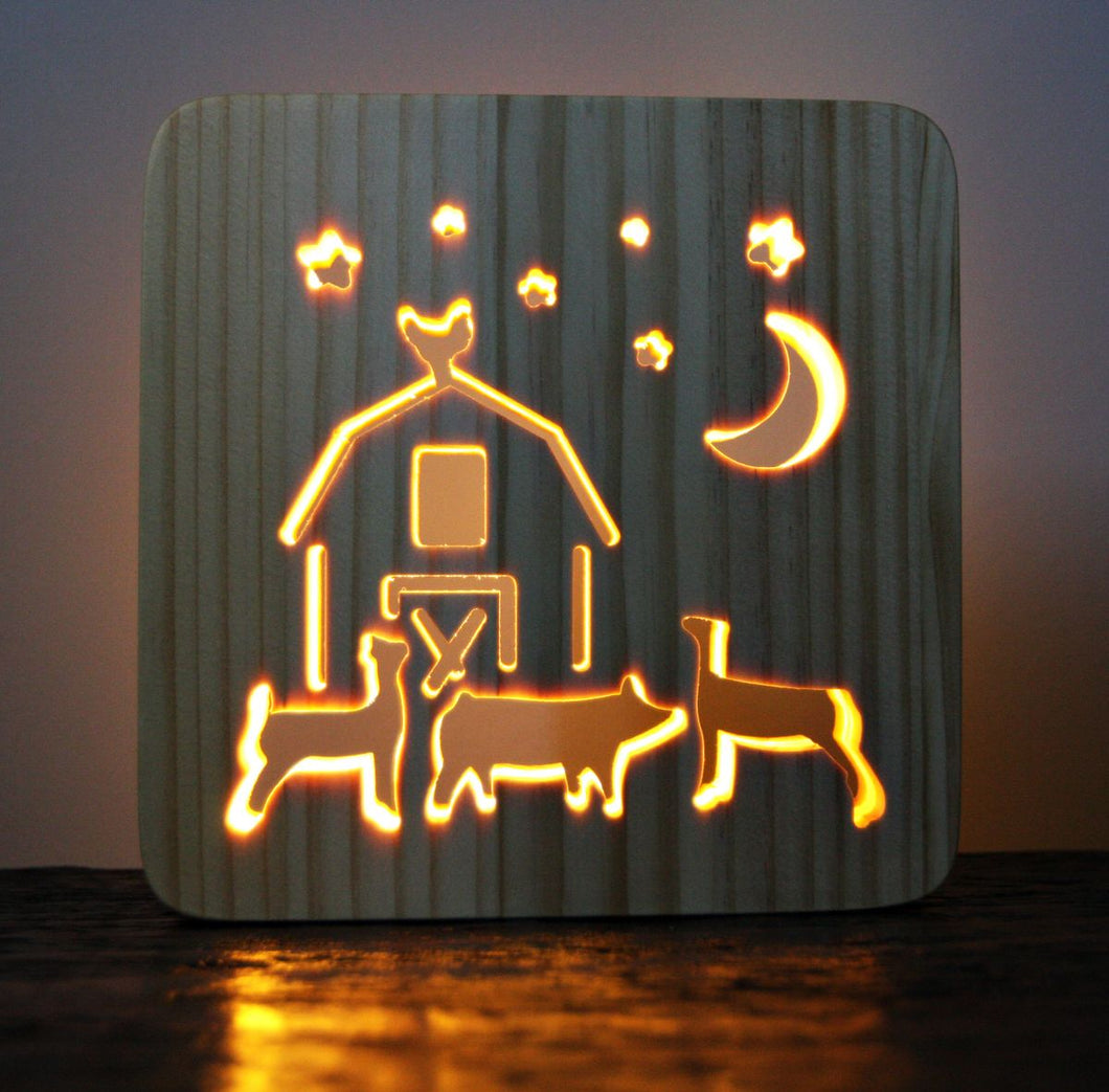 Barn and Livestock - Wood Night Light