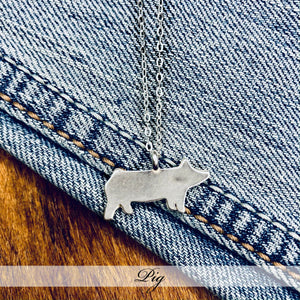 Pig - Simple Sterling Silver Necklace