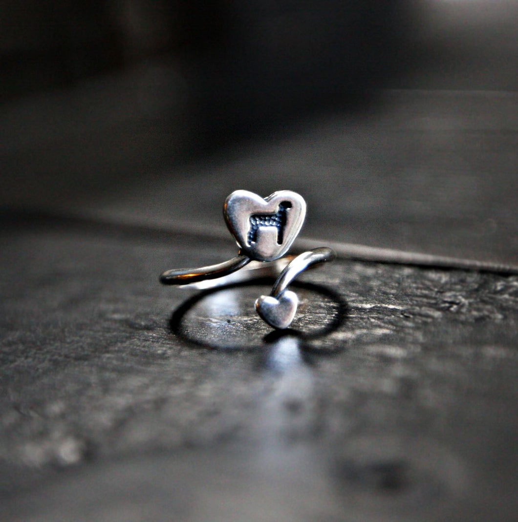 Sheep & Heart Sterling Silver Ring