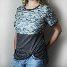 Load image into Gallery viewer, Livestock Camo Front Knot Tee - Grey
