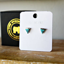 Load image into Gallery viewer, Sterling Silver Turquoise Stud Earrings - Triangle
