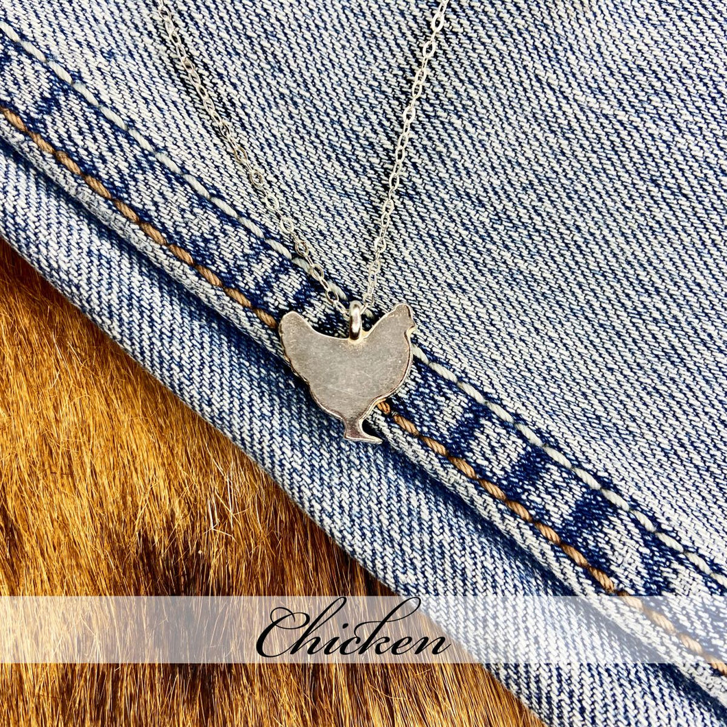 Chicken - Simple Sterling Silver Necklace