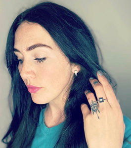 White Agate Stud - Sterling Silver