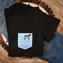 Load image into Gallery viewer, Horse - Black Pocket Tee my
