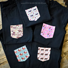 Load image into Gallery viewer, Horse - Black Pocket Tee my
