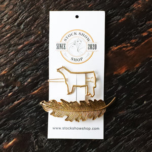 Steer & Feather Hair Clips