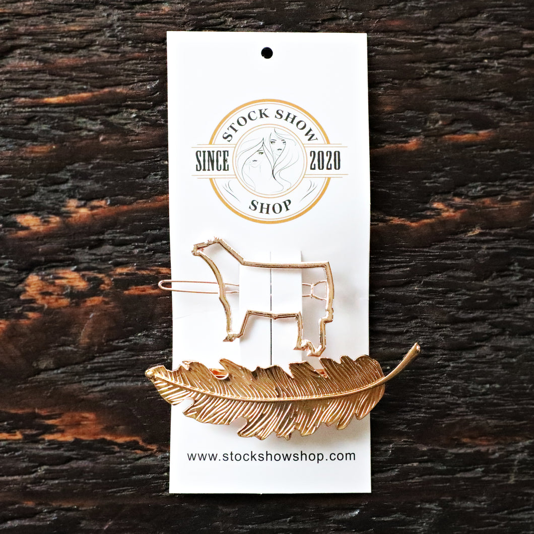 Steer & Feather Hair Clips