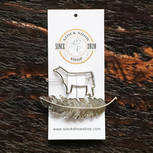 Load image into Gallery viewer, Steer &amp; Feather Hair Clips
