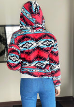 Load image into Gallery viewer, Hot Pink &amp; Teal Aztec Plush Hoodie
