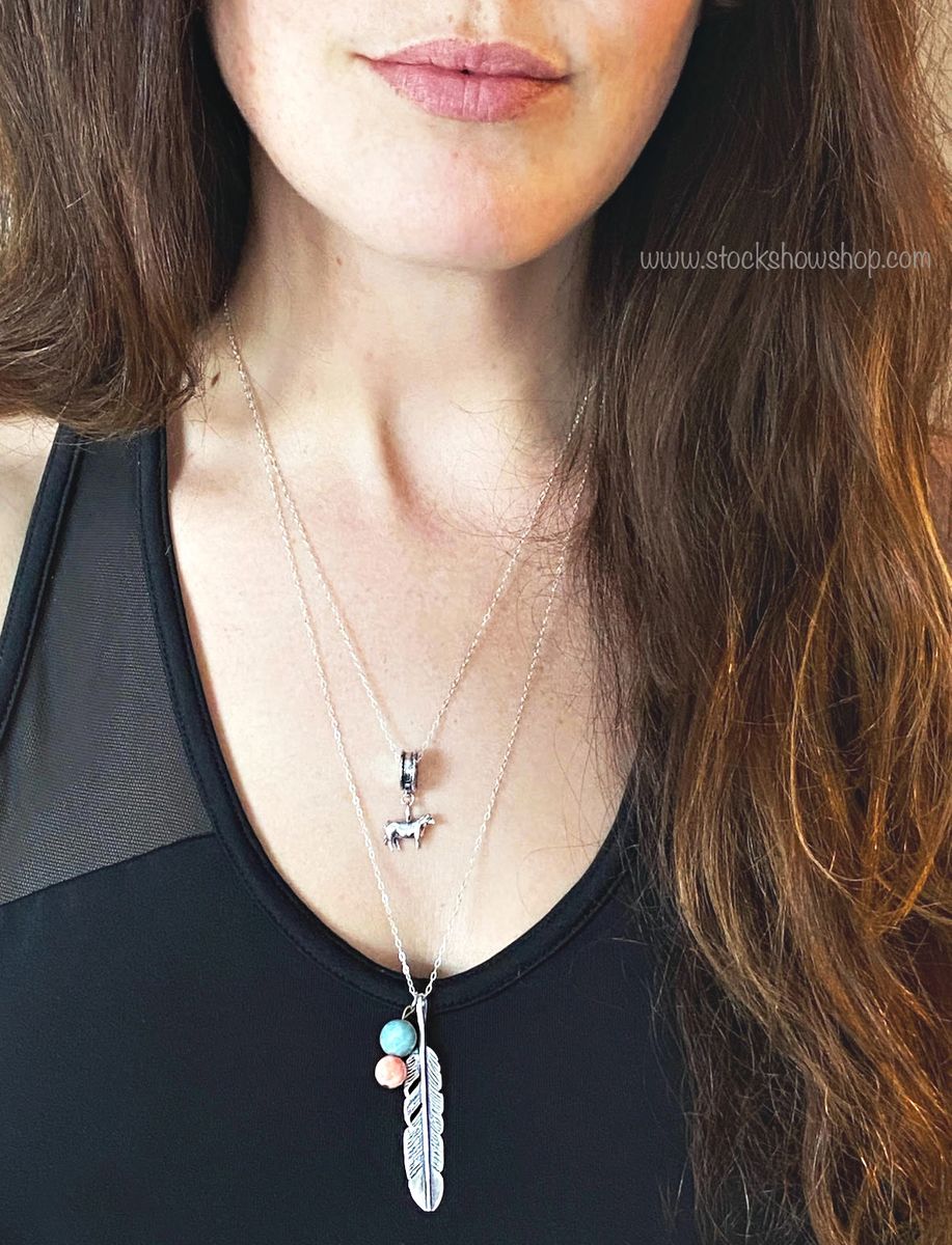 Sterling Silver Double Layer feather necklace