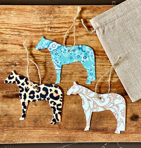 Metal Horse Ornaments - 4 Pack