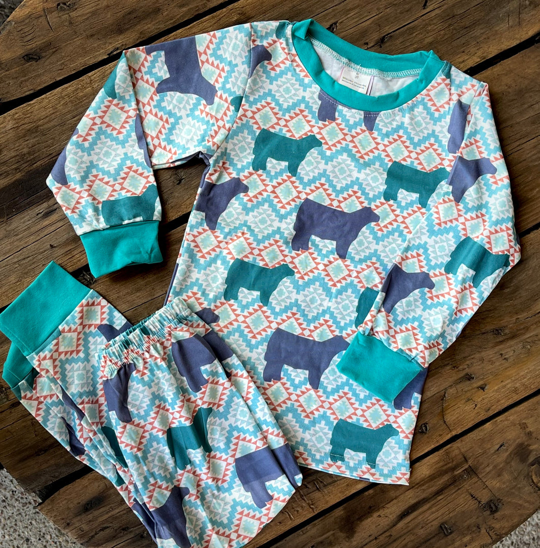 Aztec Steer Pajamas - Kids