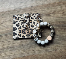 Load image into Gallery viewer, Leopard Wristlet Wallet Keychain- livestock charm options
