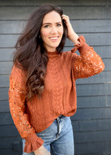 Load image into Gallery viewer, Burnt Boho Lace Sleeve Sweater

