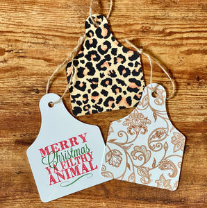 Metal Tag Ornaments - 4 Pack