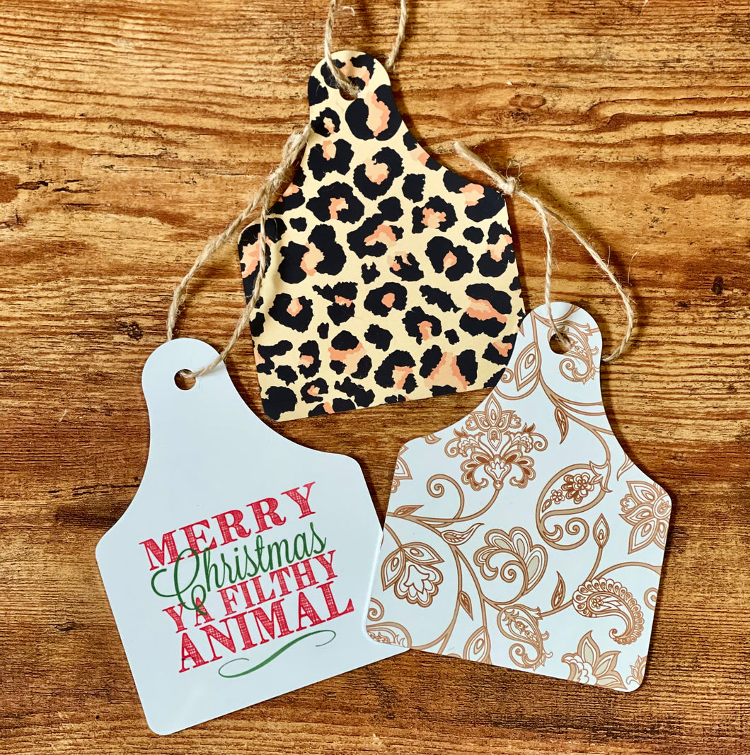 Metal Tag Ornaments - 4 Pack