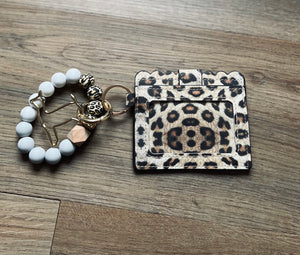 Leopard Wristlet Wallet Keychain- livestock charm options