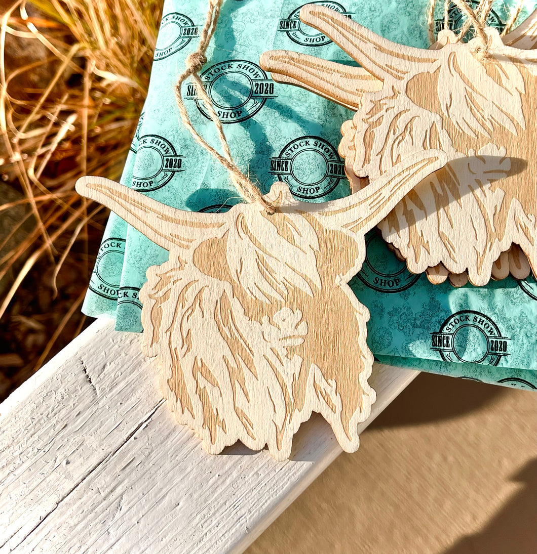 Wood Highland Ornaments - 4 Pack