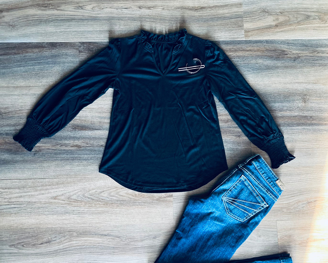 V-Neck Frill Show Shirt
